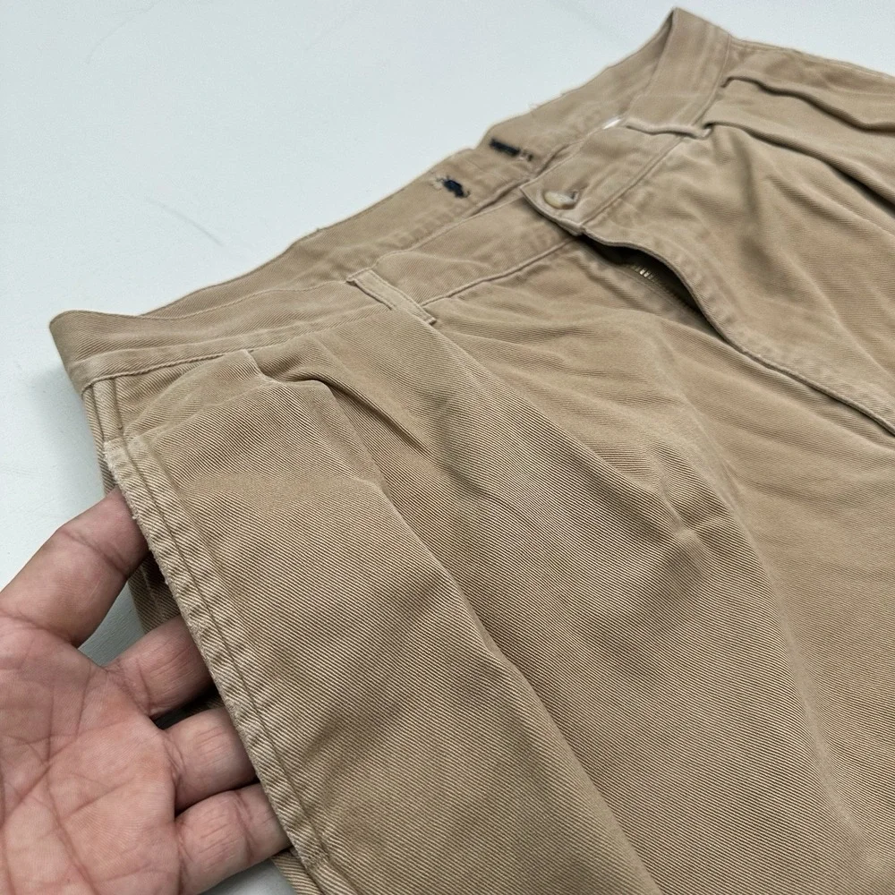 VTG Polo Ralph Lauren Pleated Chino Pants Mens 36 FIT 34x32 Khaki Beige Relaxed